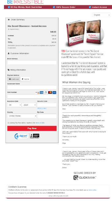 His Secret Obsession  Checkout Page